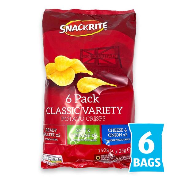 Snackrite Multipack Classic Variety Potato Crisps 6x25g